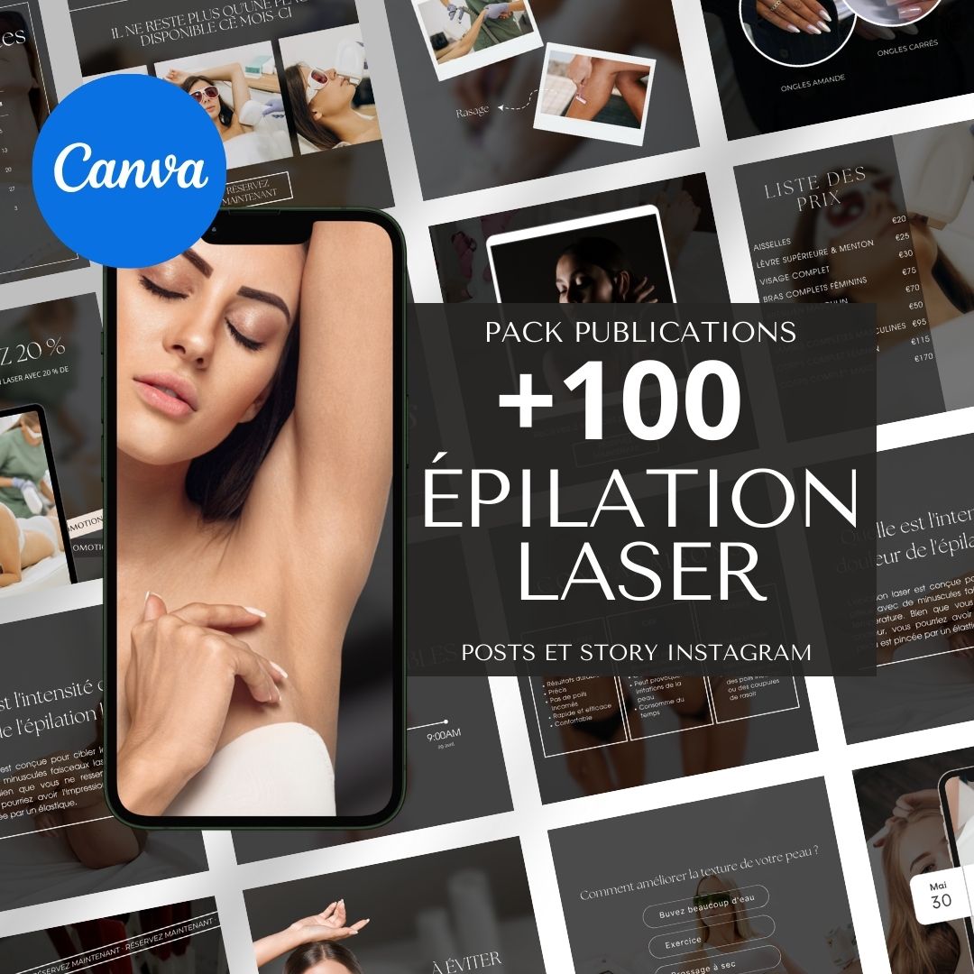 Pack de Templates Instagram Spécial Épilation Laser | Centres Esthétiques | Spas