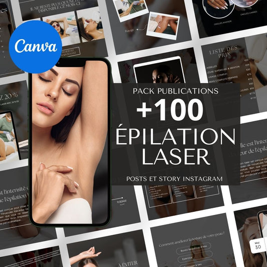 +100 Publications Instagram Spécial Épilation Laser|Centres Esthétiques|Spas