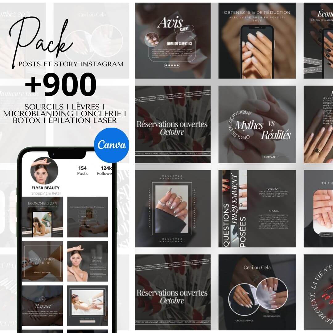 Mega Bundle Beauté : +900 Templates Instagram Ésthétique