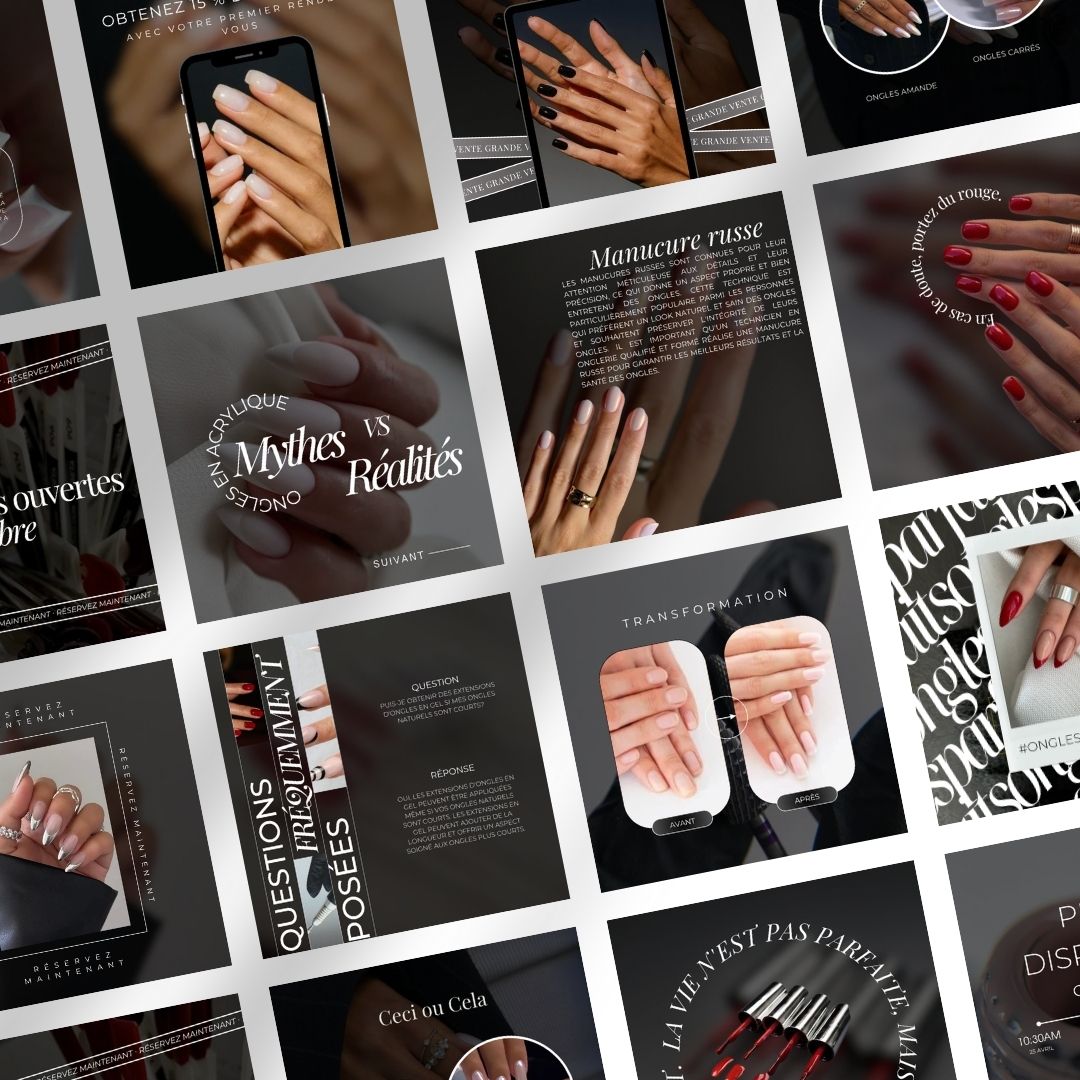 90 Templates Canva pour Instagram – Spécial Prothésistes Ongulaires et Nail Artists