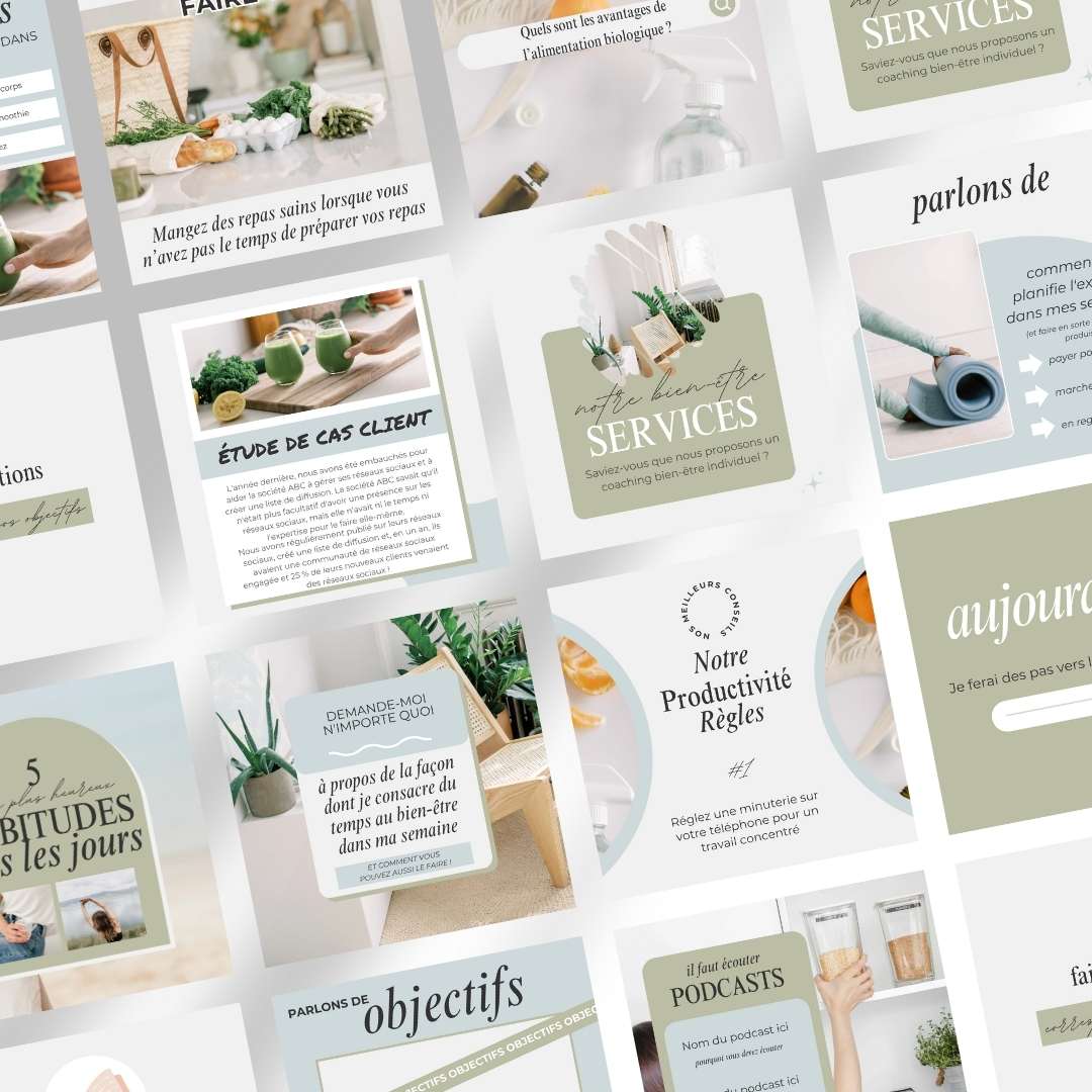 350 Templates Canva pour Instagram – Spécial Santé, Bien-être et Coaching