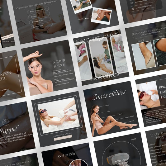 +100 Publications Instagram Spécial Épilation Laser|Centres Esthétiques|Spas