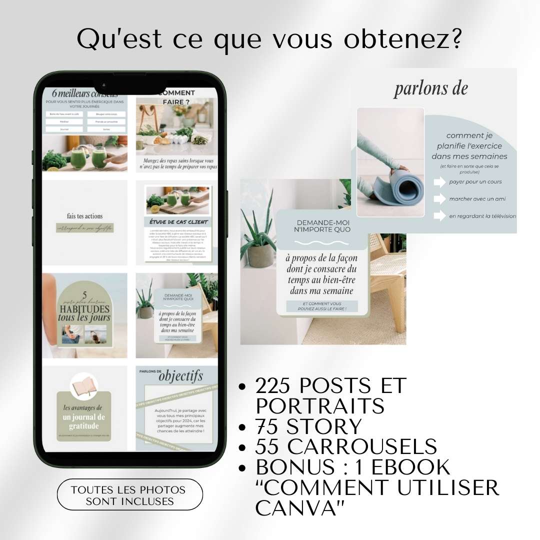 350 Templates Canva pour Instagram – Spécial Santé, Bien-être et Coaching