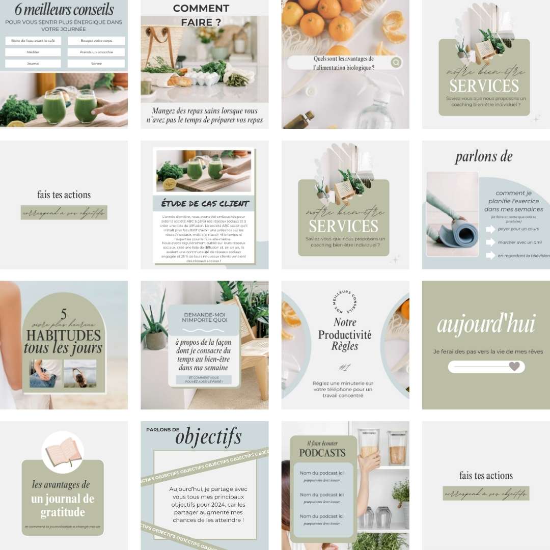 350 Templates Canva pour Instagram – Spécial Santé, Bien-être et Coaching