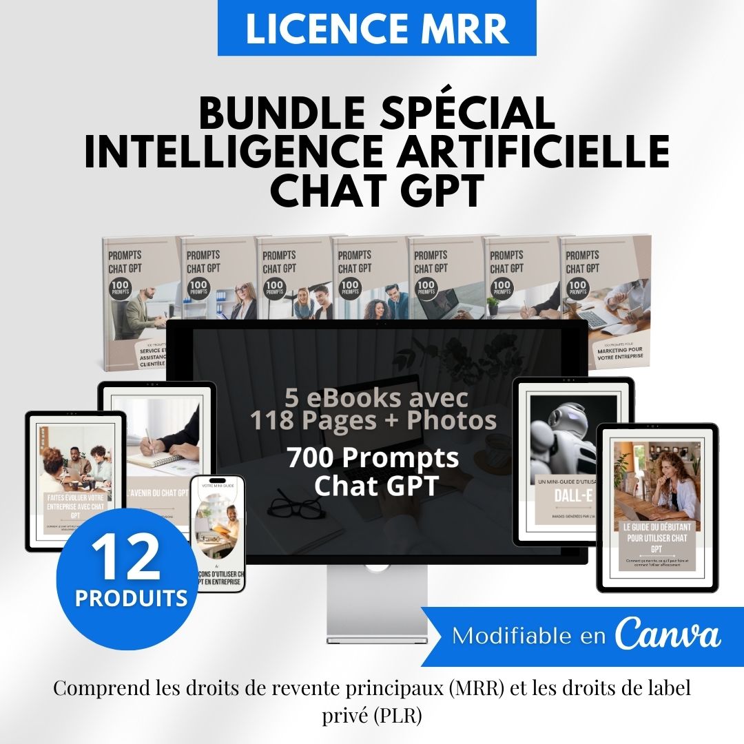 BUNDLE spécial Intelligence artificielle - CHATGPT IA – LICENCE MRR