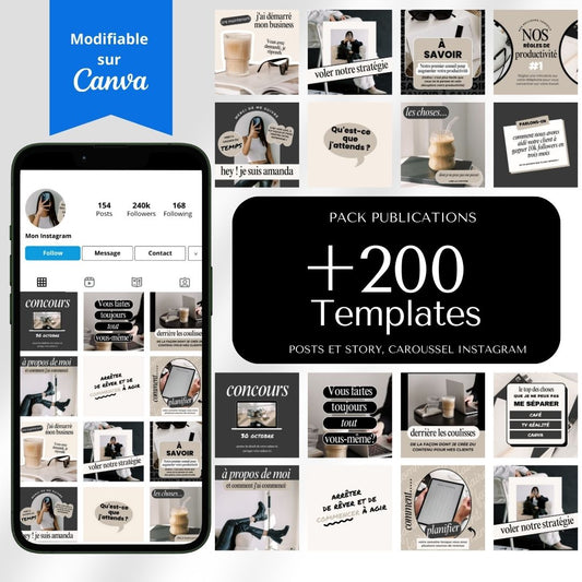 +200 Publications Instagram et Réseaux Sociaux