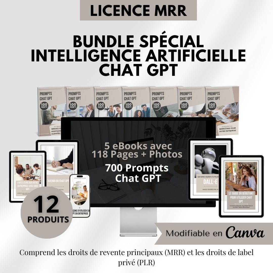 Produits digitaux à vendre – Bundle eBooks et prompts ChatGPT