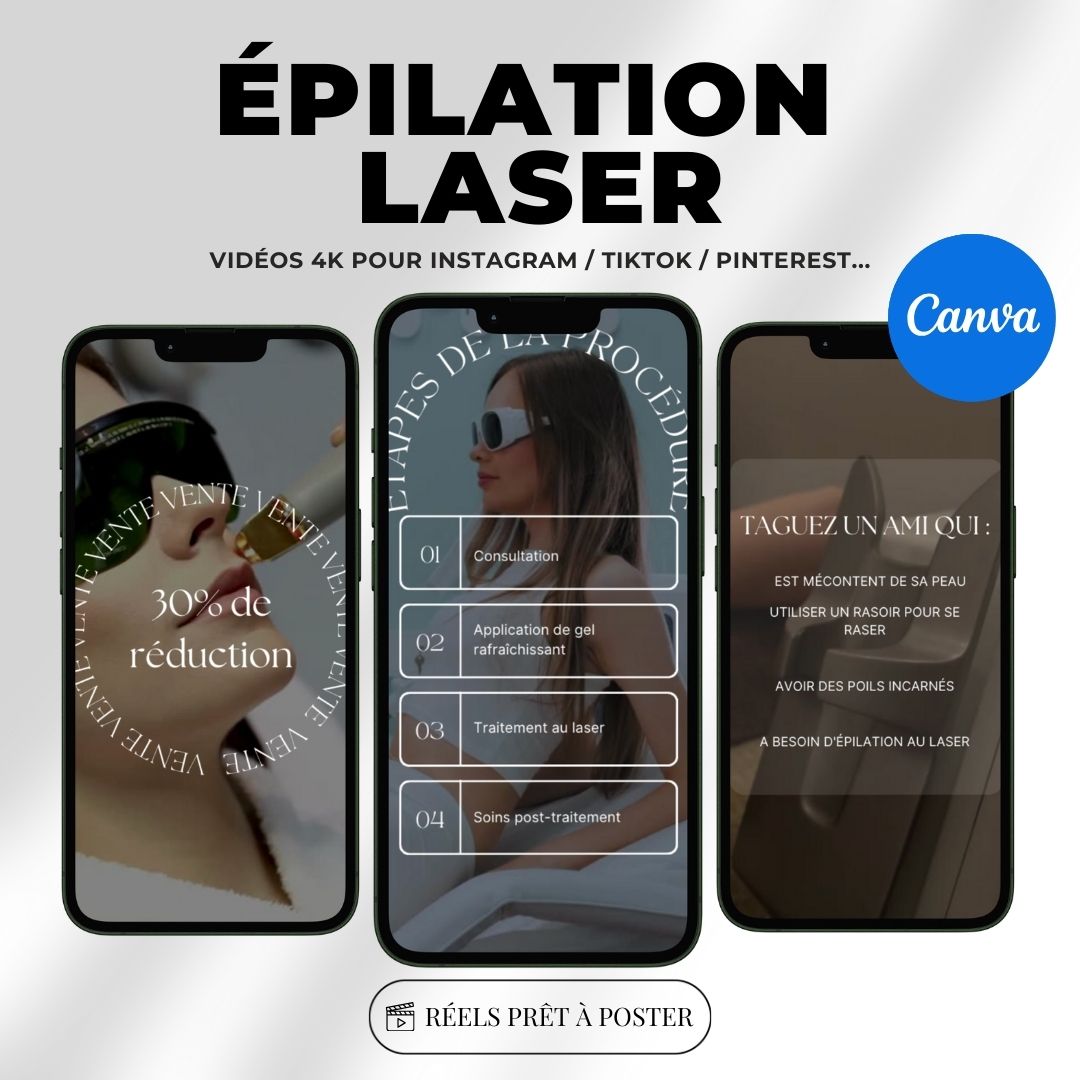Template Instagram Reels Épilation Laser – Contenu Vidéo Esthétique pour Salons et Spas