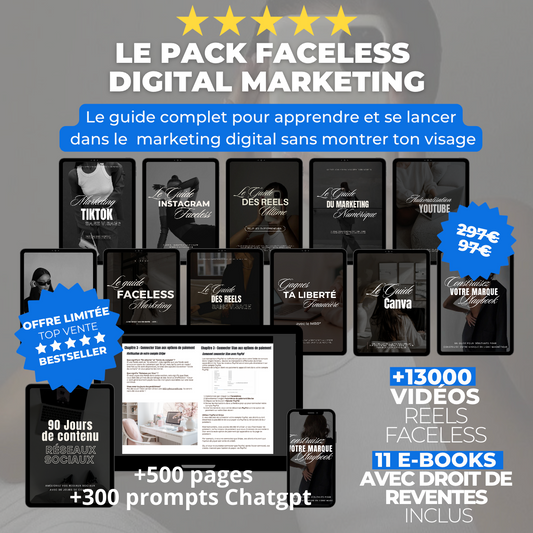 Pack Marketing Digital sans visage FACELESS